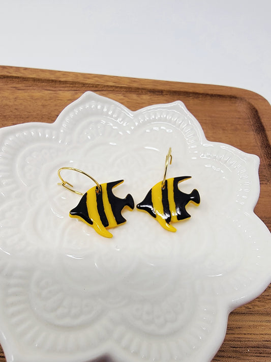 Black& yellow tropical fish hoops