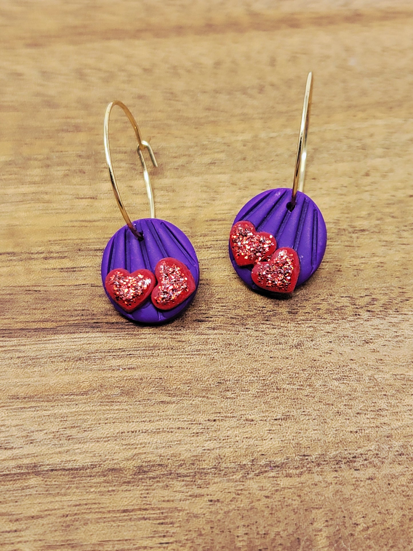 Purple & red heart hoops