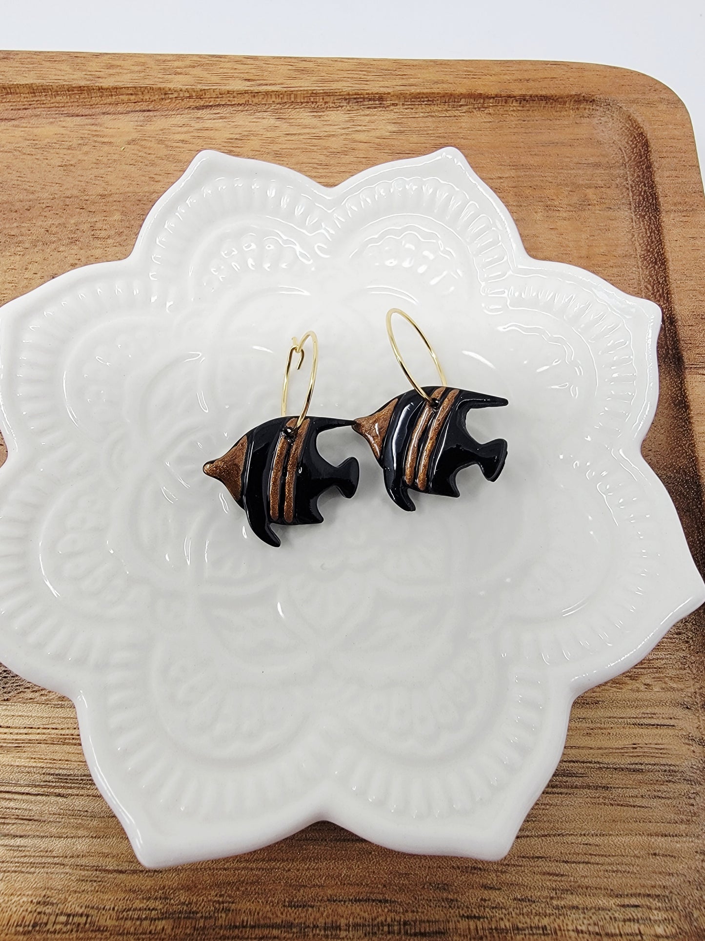 Black& bronze tropical fish hoops