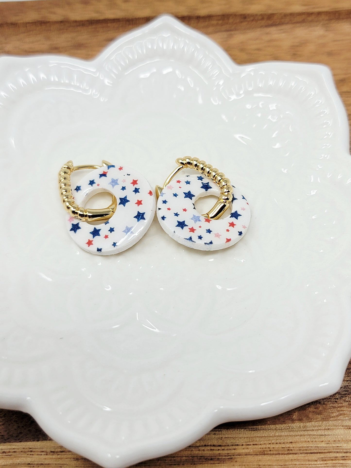 Red white & blue star hoops