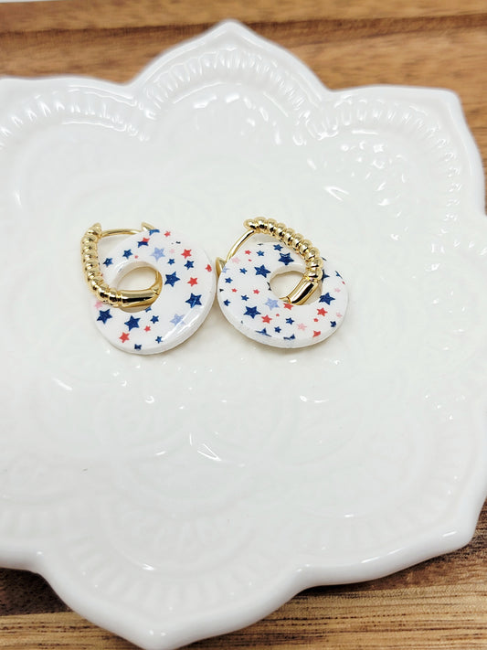 Red white & blue star hoops