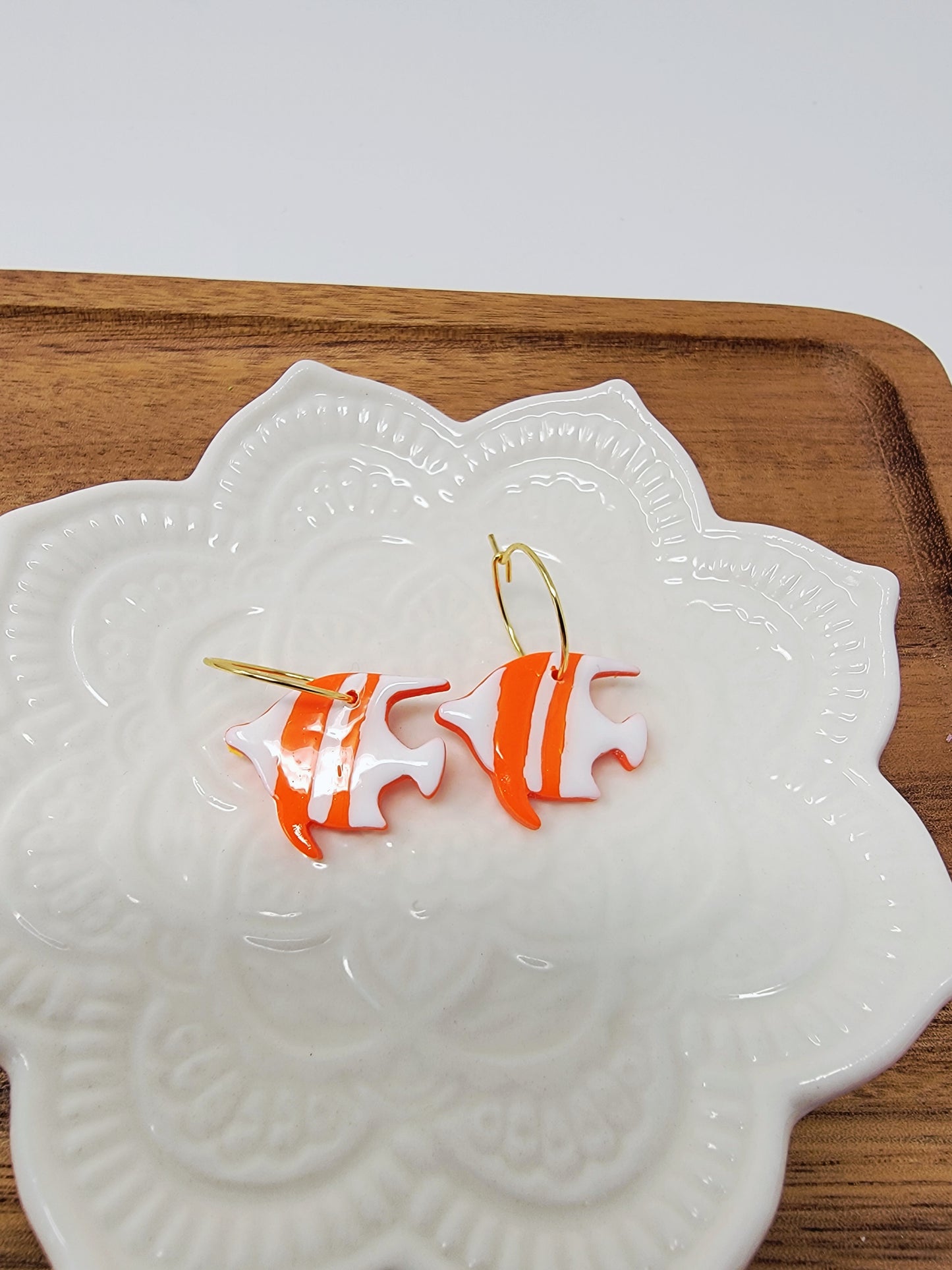 Orange& white tropical fish hoops