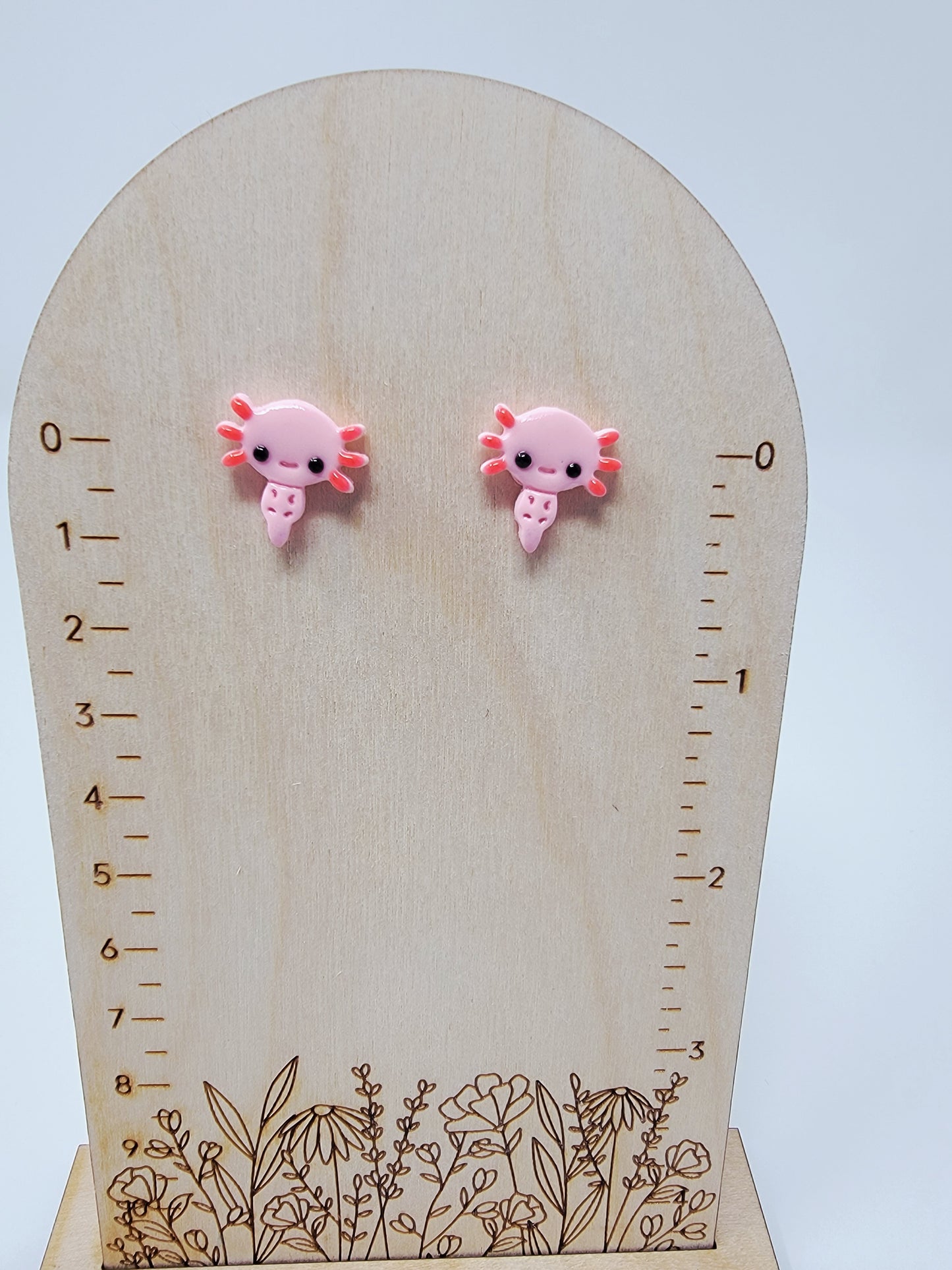 Pink axolotl studs
