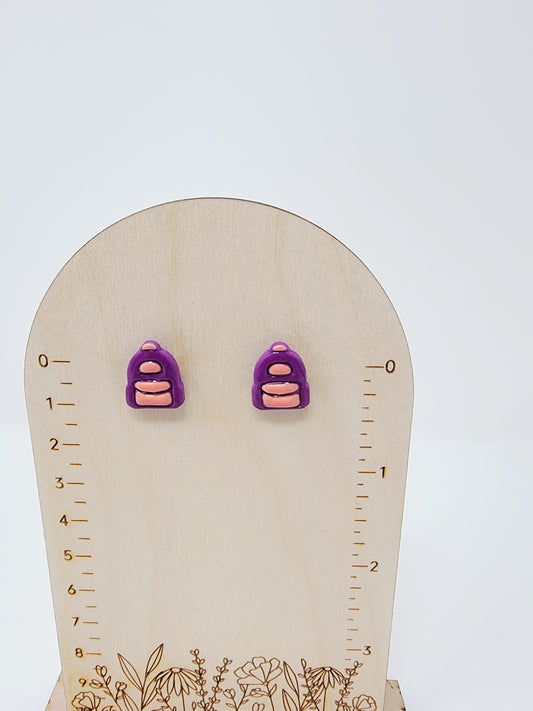 Purple & pink backpack studs