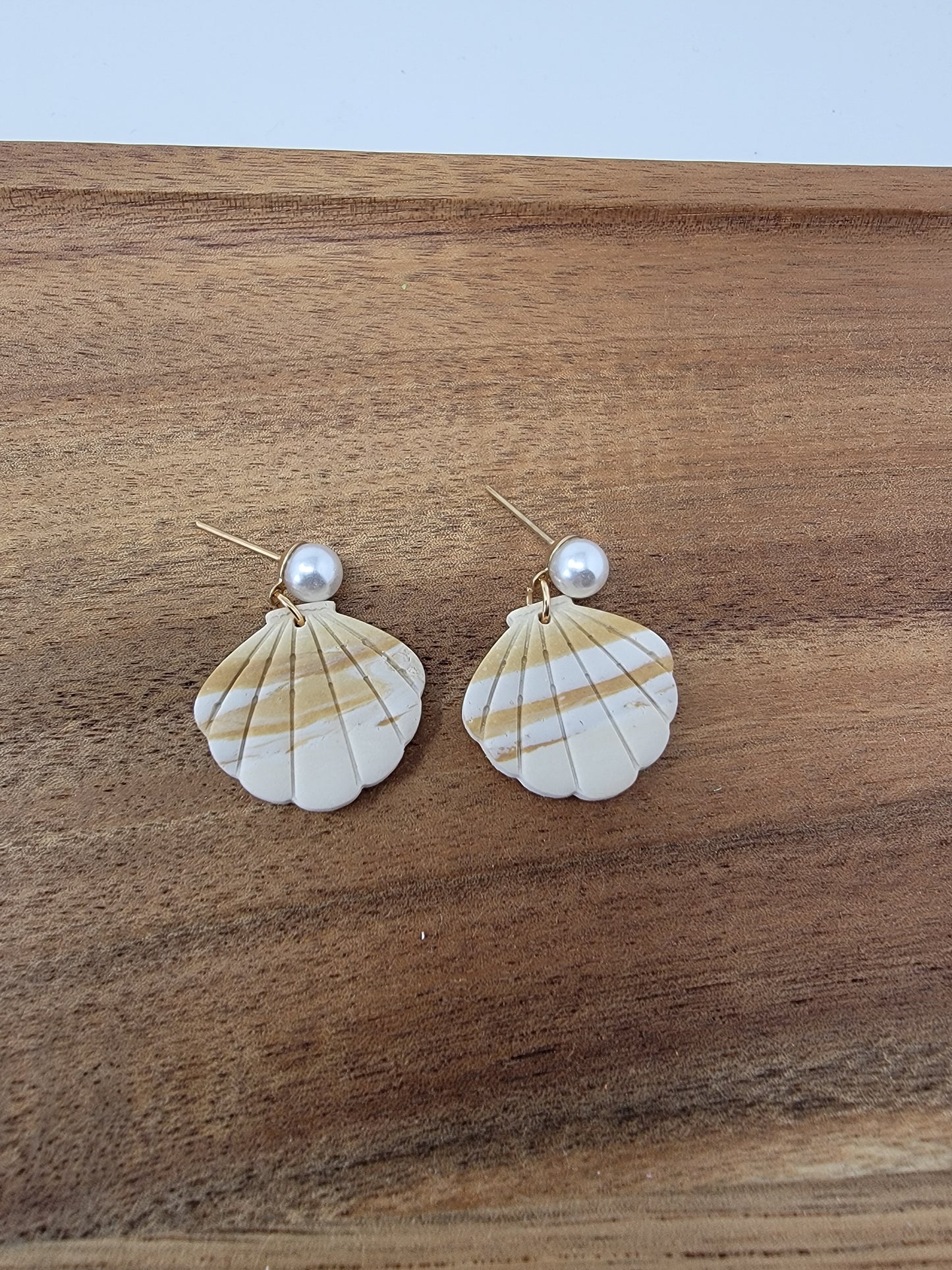 Seashell dangles with pearl top