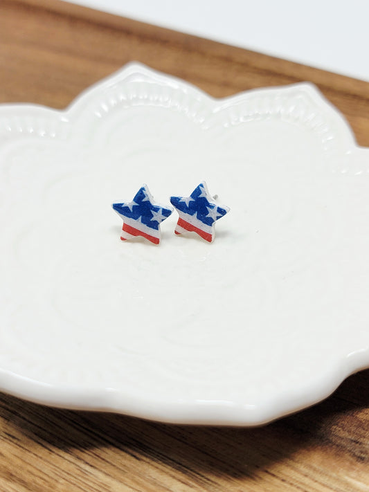 USA flag star studs