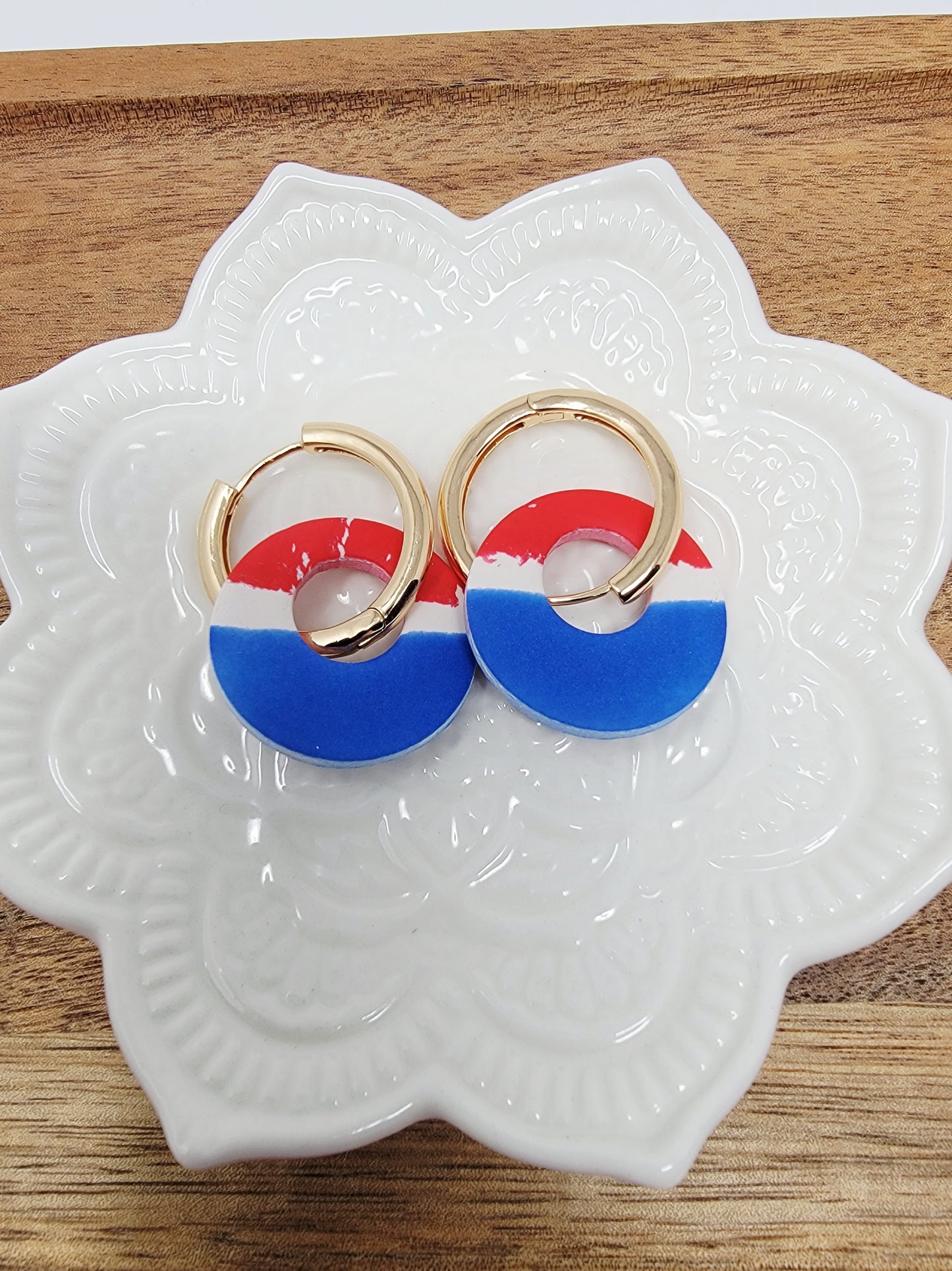 Red white & blue large hoops