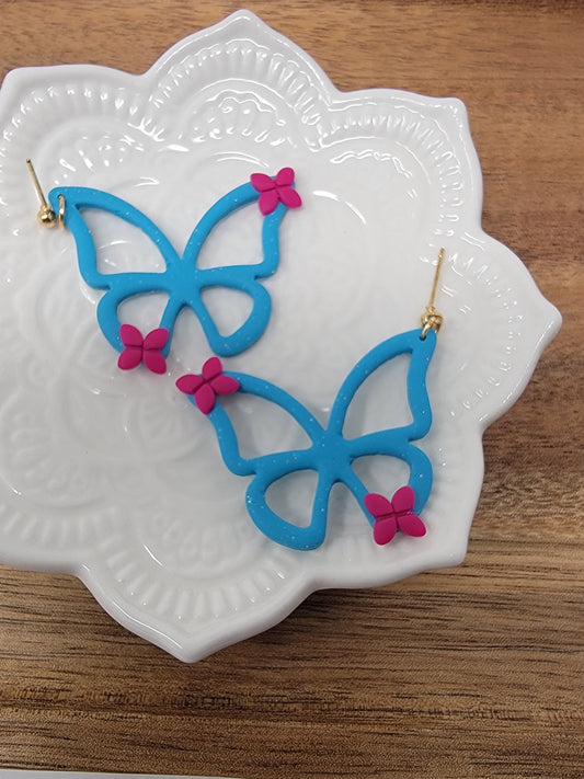 Blue butterfly dangles