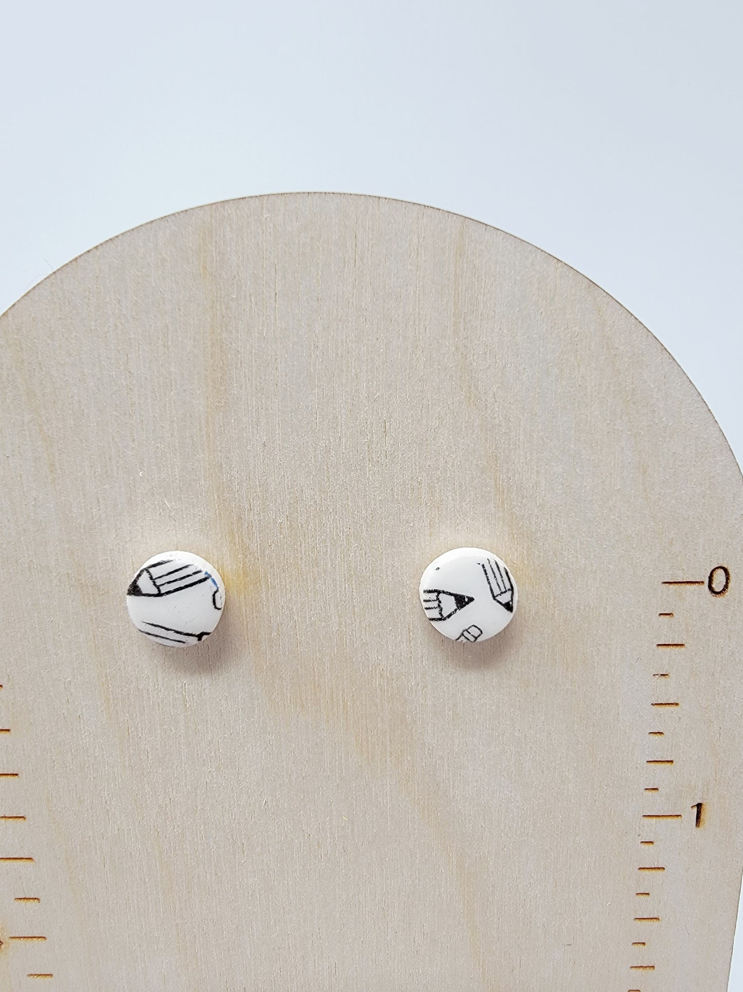 Black& white pencil pattern studs