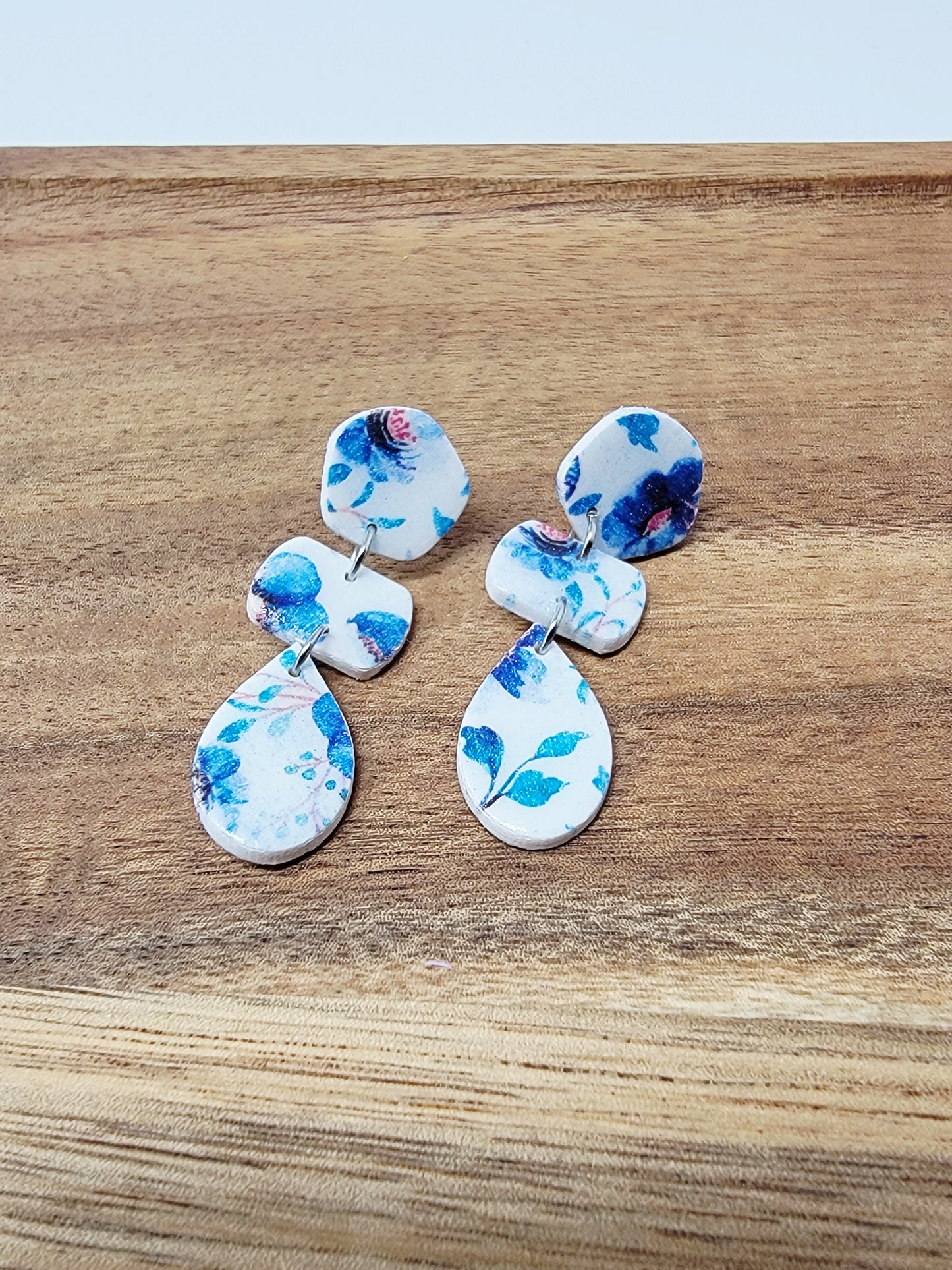 Blue watercolor flower dangles