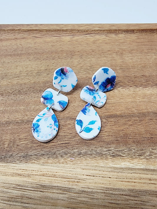 Blue watercolor flower dangles