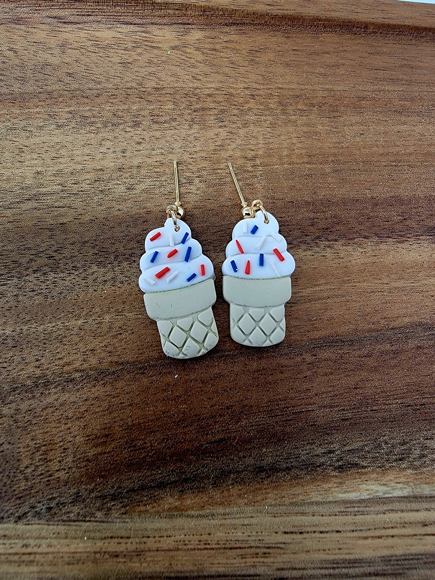 Large Red white & blue vanilla cone dangles