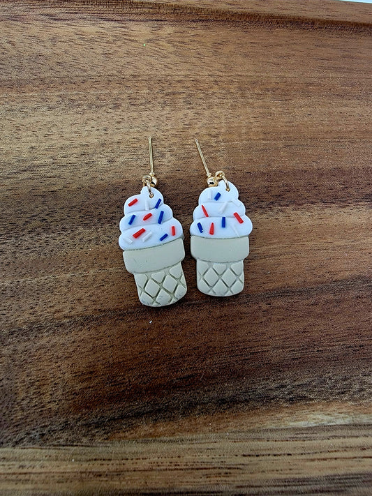 Large Red white & blue vanilla cone dangles