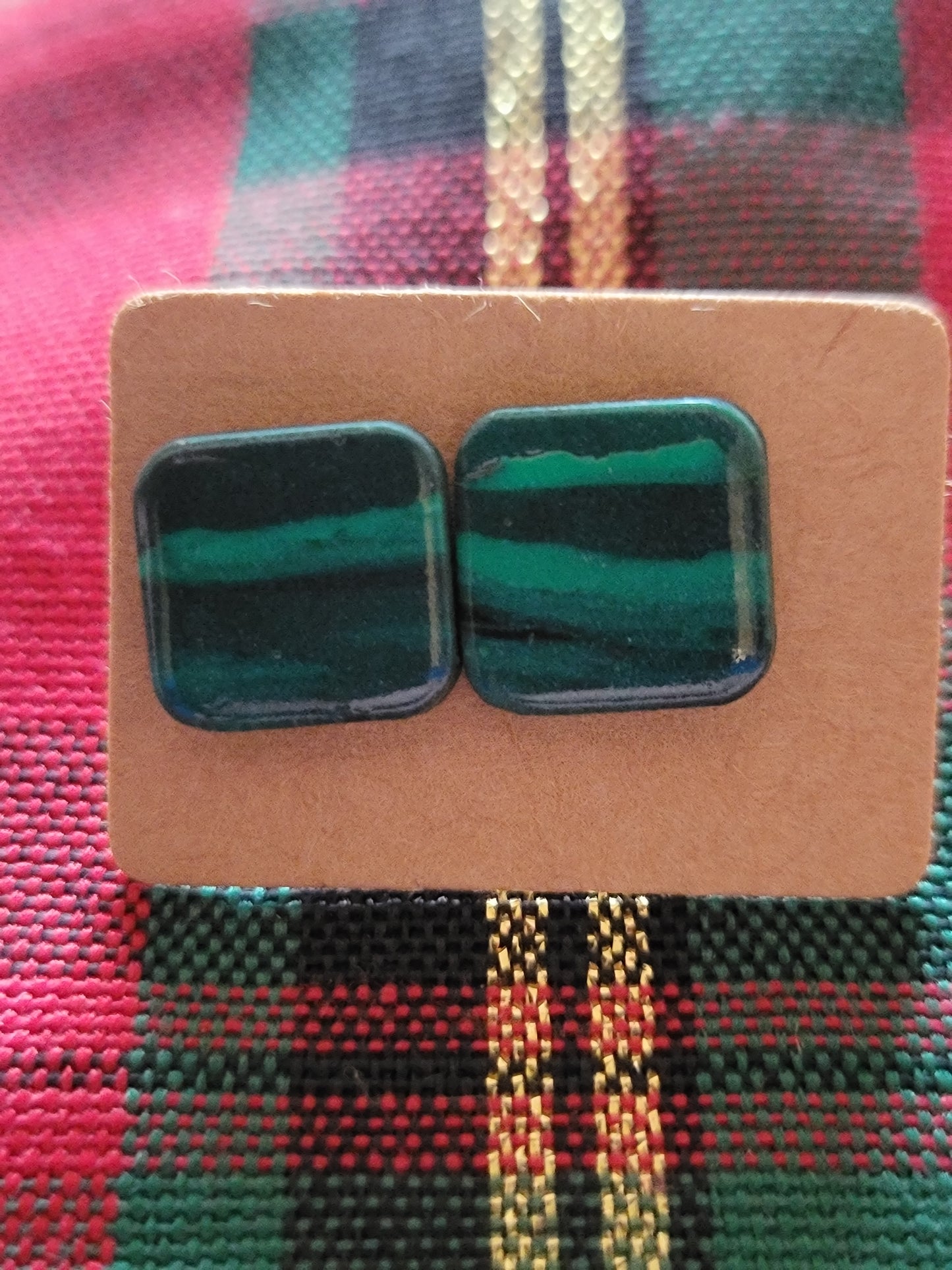 Dark green square studs