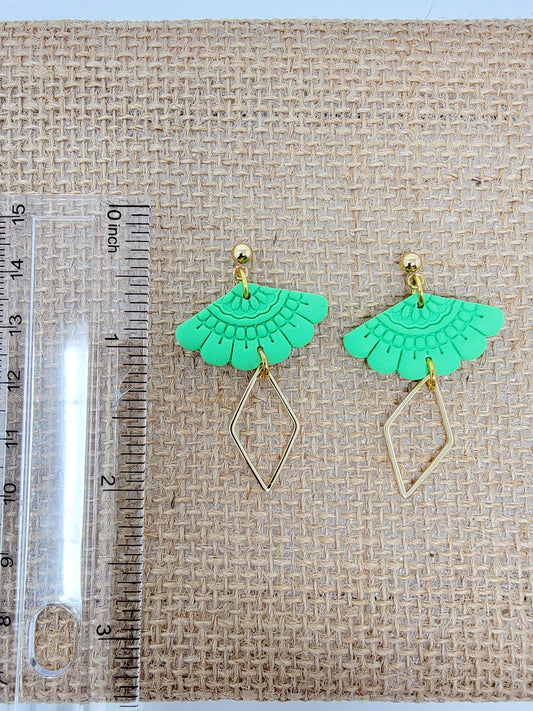 Green dangles with gold accent