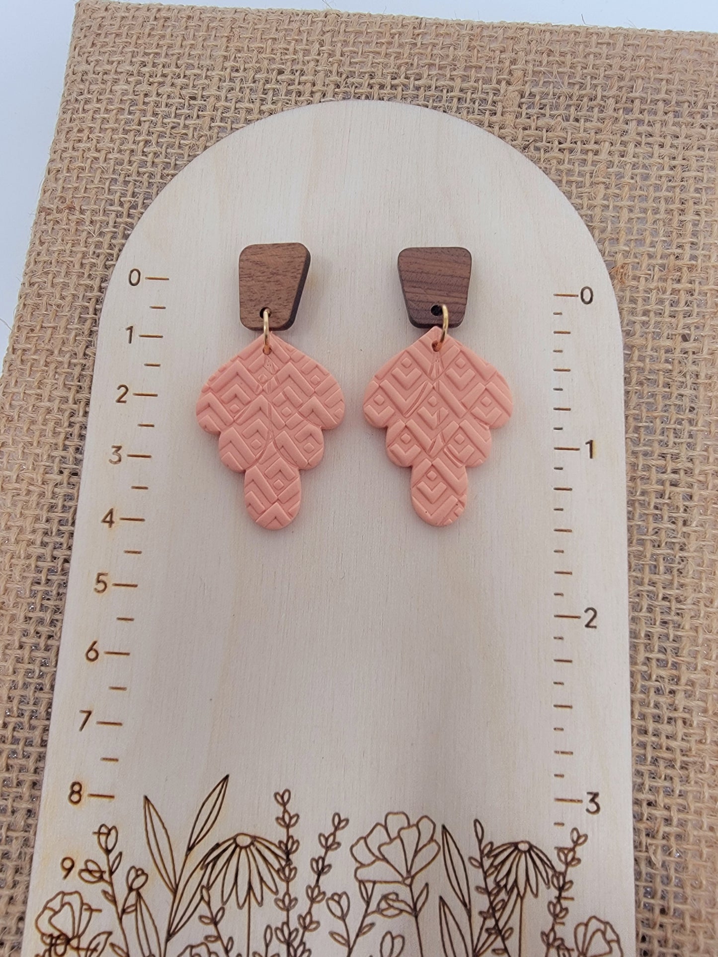 Textured peach dangles