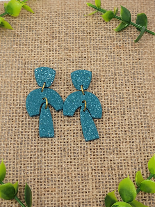 Sparkly dark teal 3 piece dangles