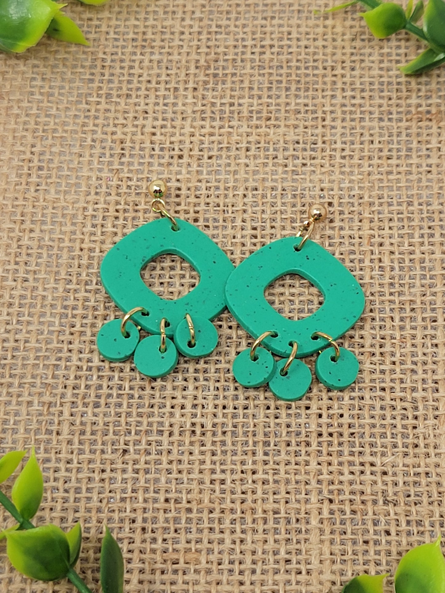 Green dangles with 3 round drop accents