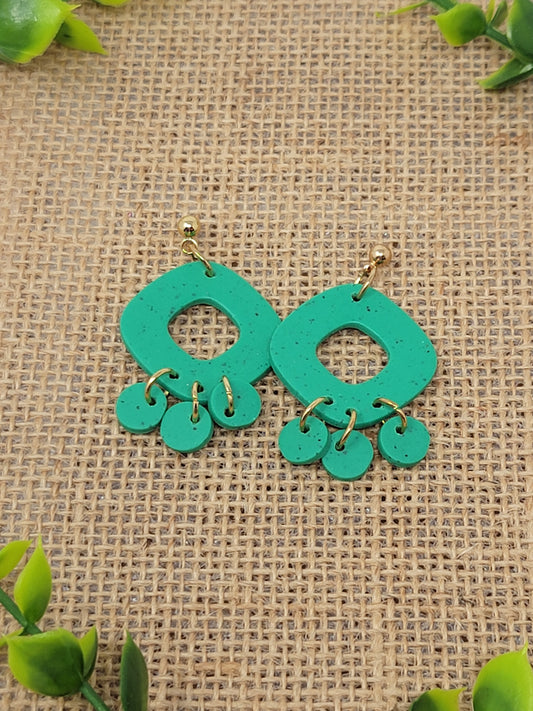 Green dangles with 3 round drop accents