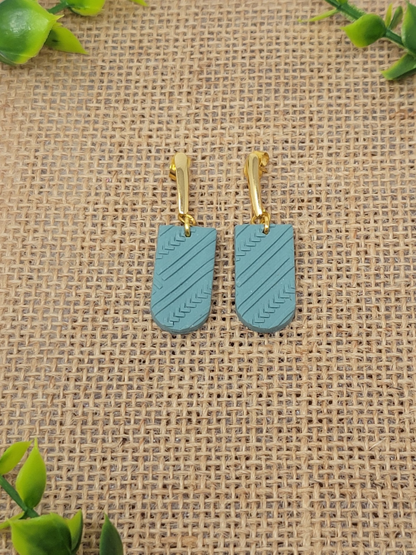 Textured dangles with gold bar top