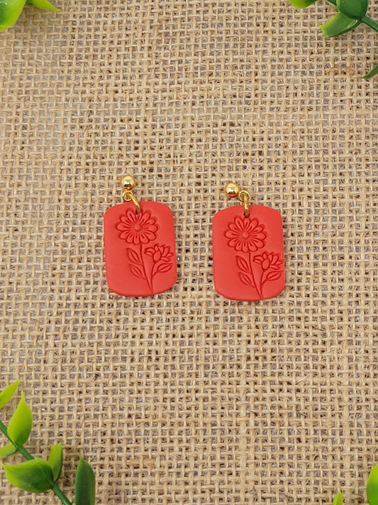 Red floral stamp dangles