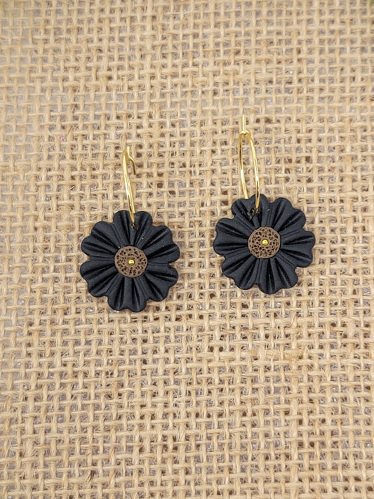 Black and brown floral hoops