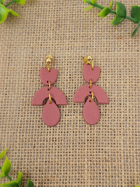 3 piece speckled sandy pink dangles