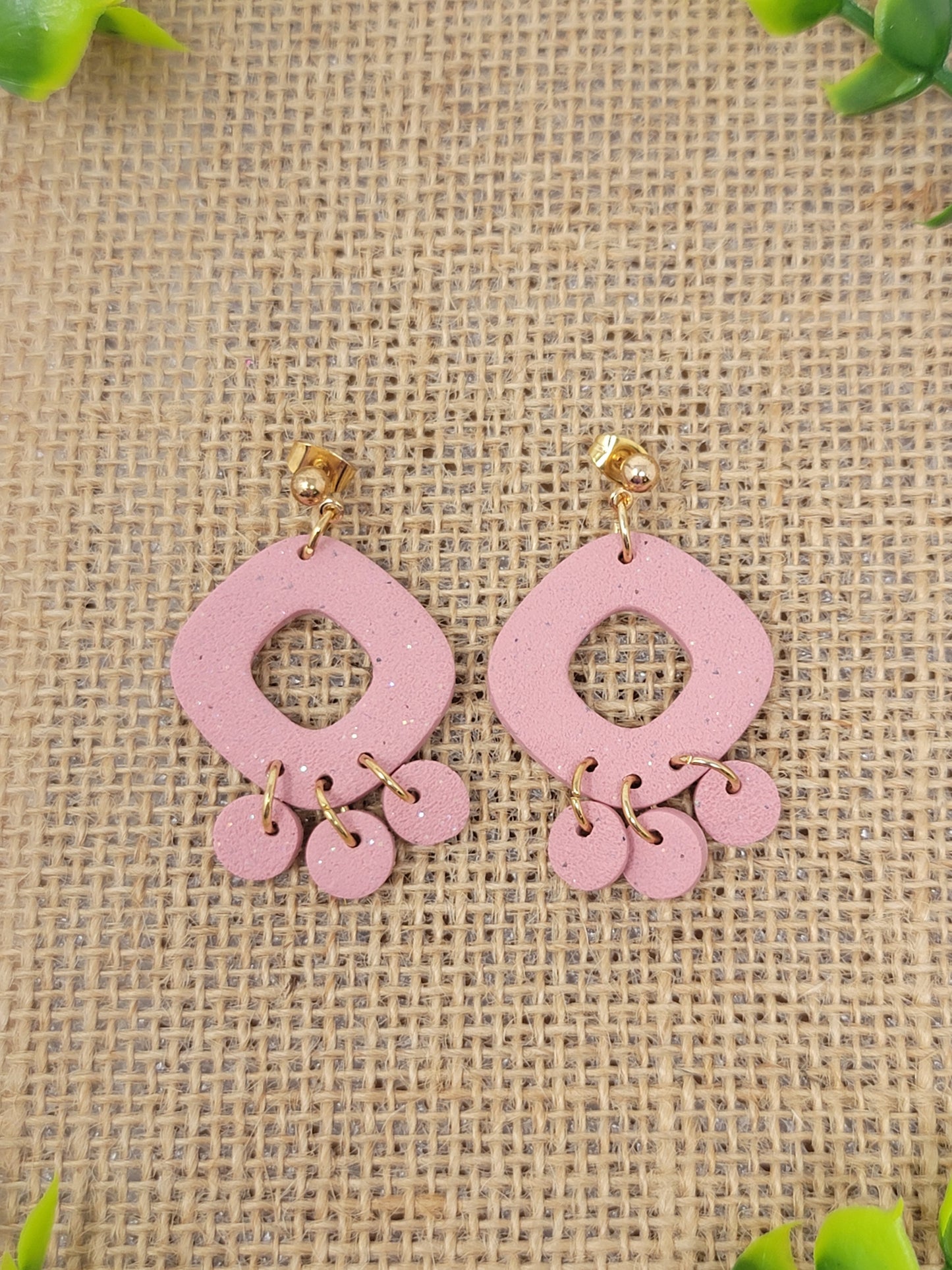 Light pink dangles with 3 round drop accents