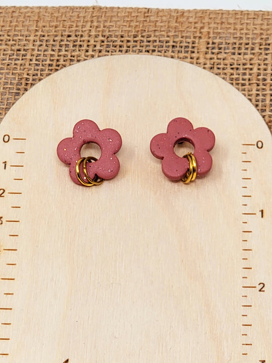 Bronze/ brown floral studs with gold accent