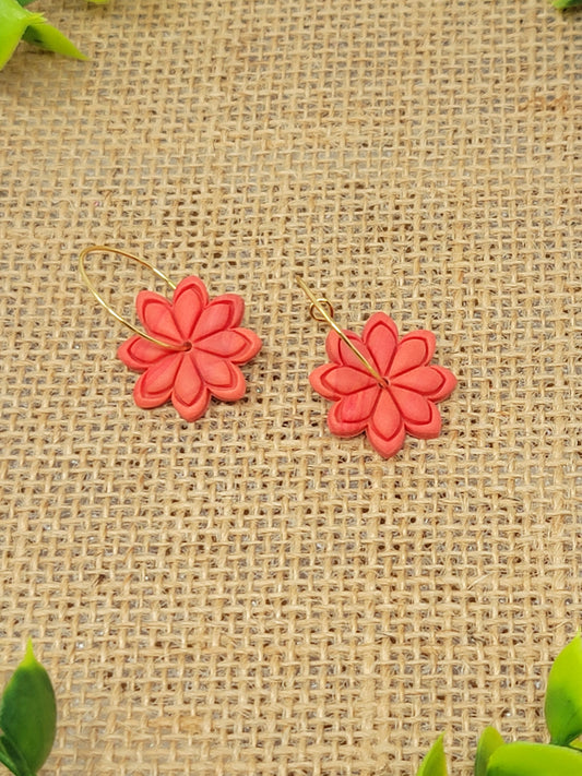 Coral gold hoops