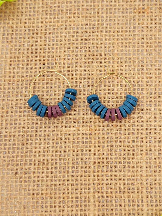 Blue and maroon  15 mm hoops