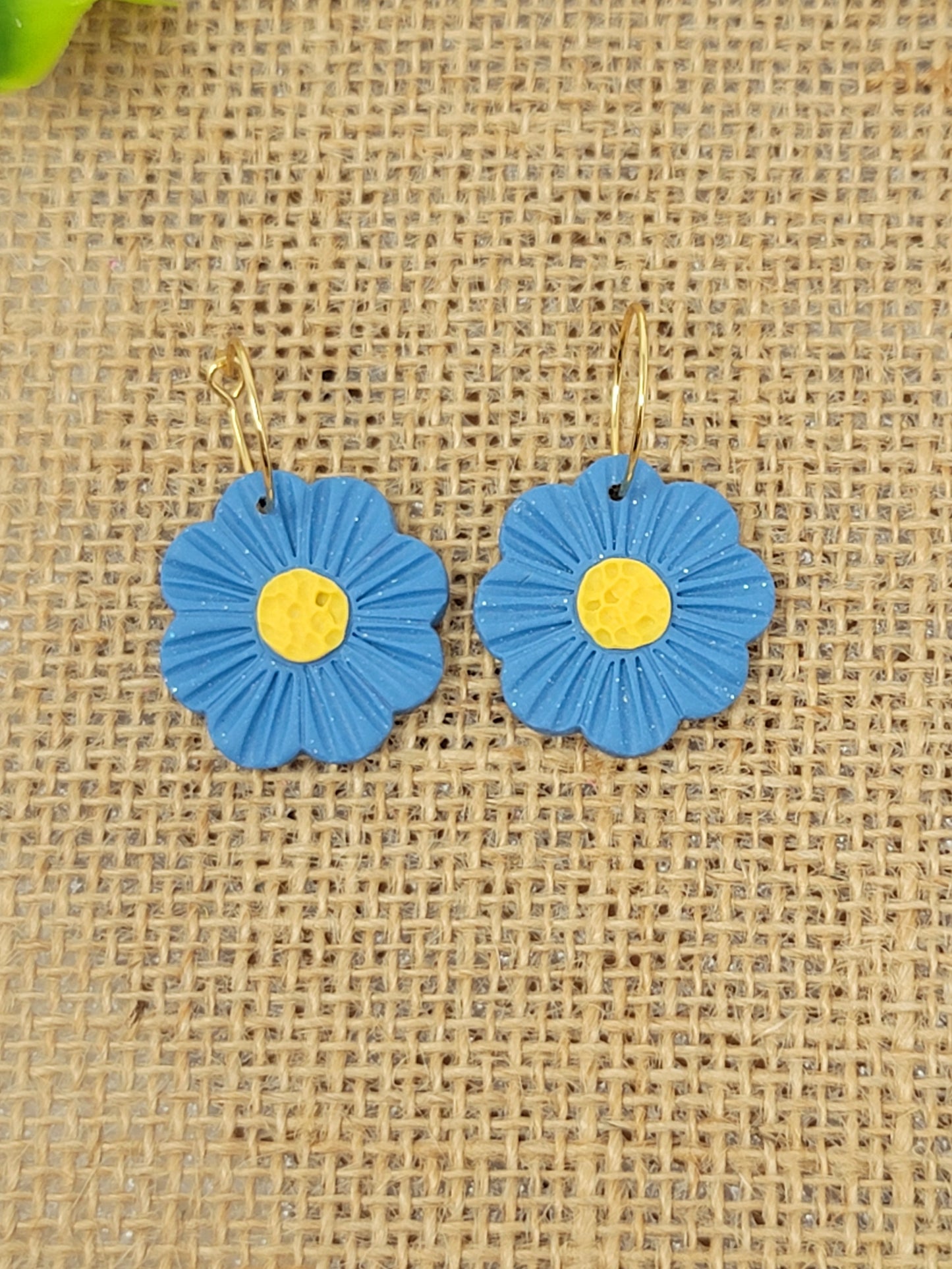 Blue and yellow floral hoops