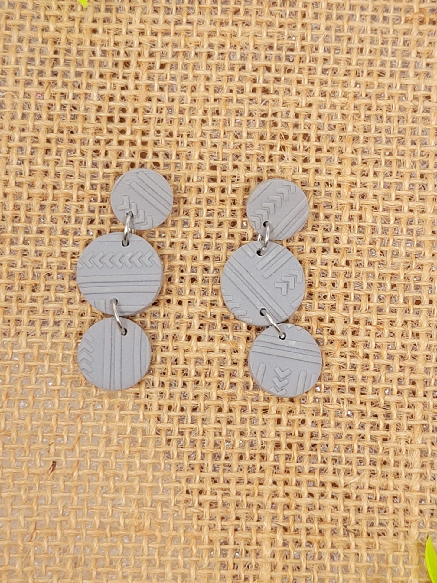 Textured 3 piece gray dangles