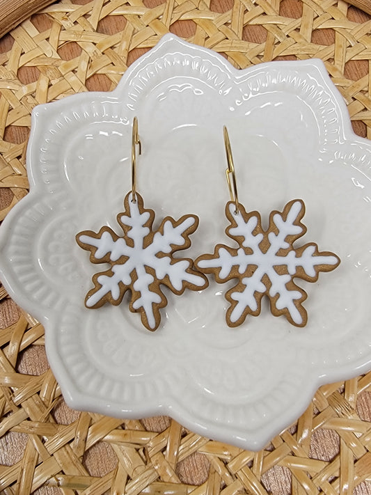 Frosted gingerbread snowflake hoops