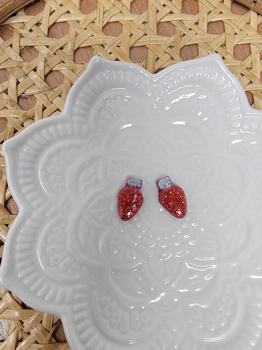 Glittery red christmas light studs