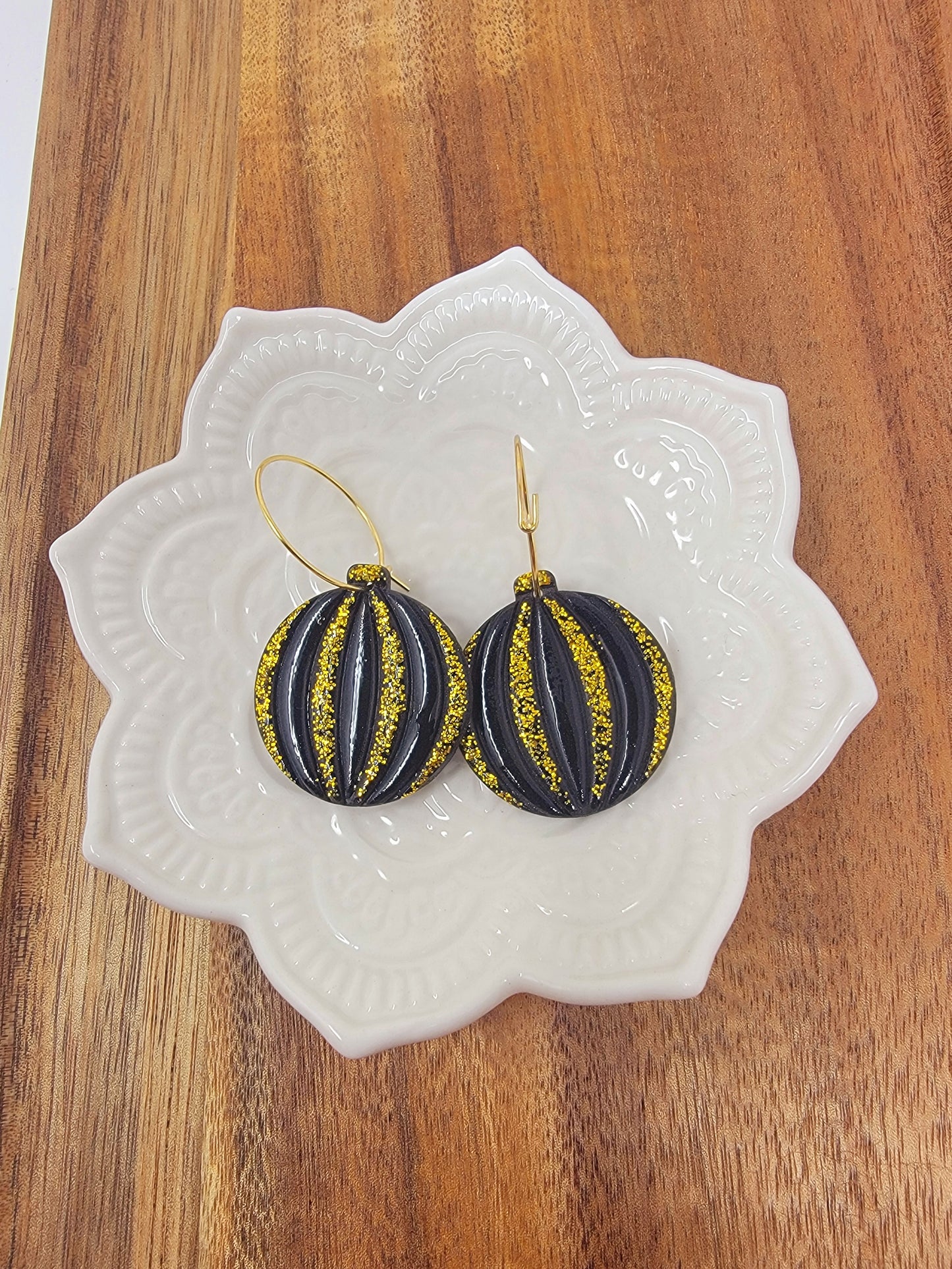 Black & gold ornament hoops