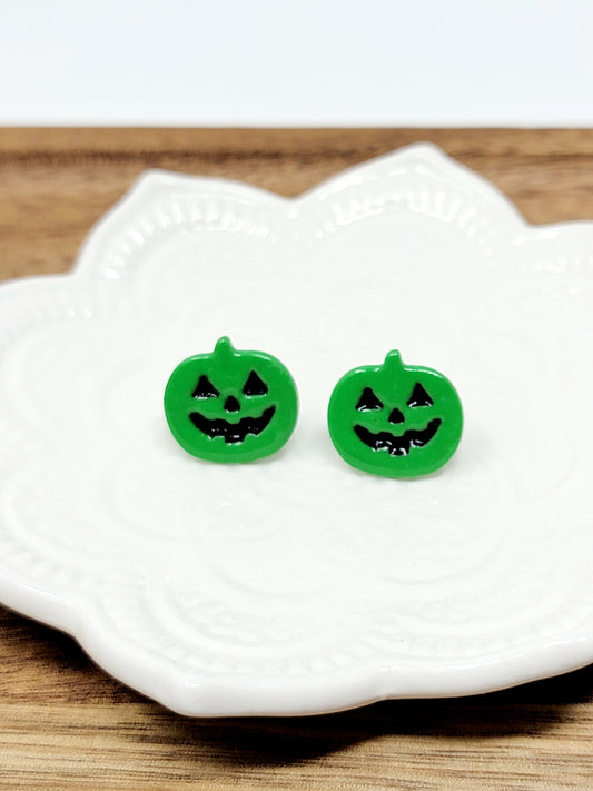 Green jack o'lantern studs