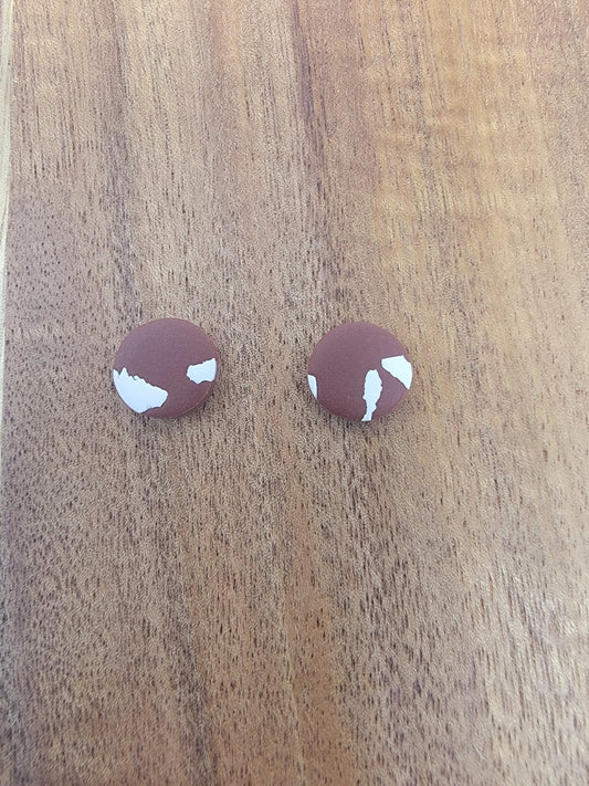 Mini brown cow print studs