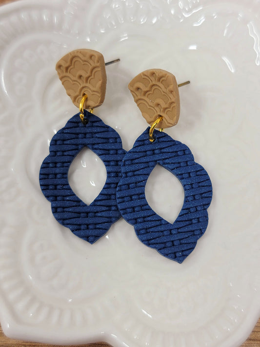 Tan& navy textured dangles