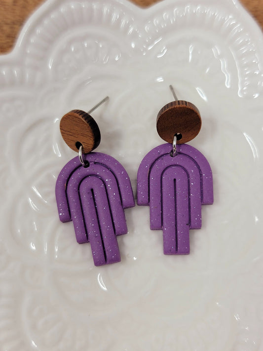 Purple dangles with wooden top