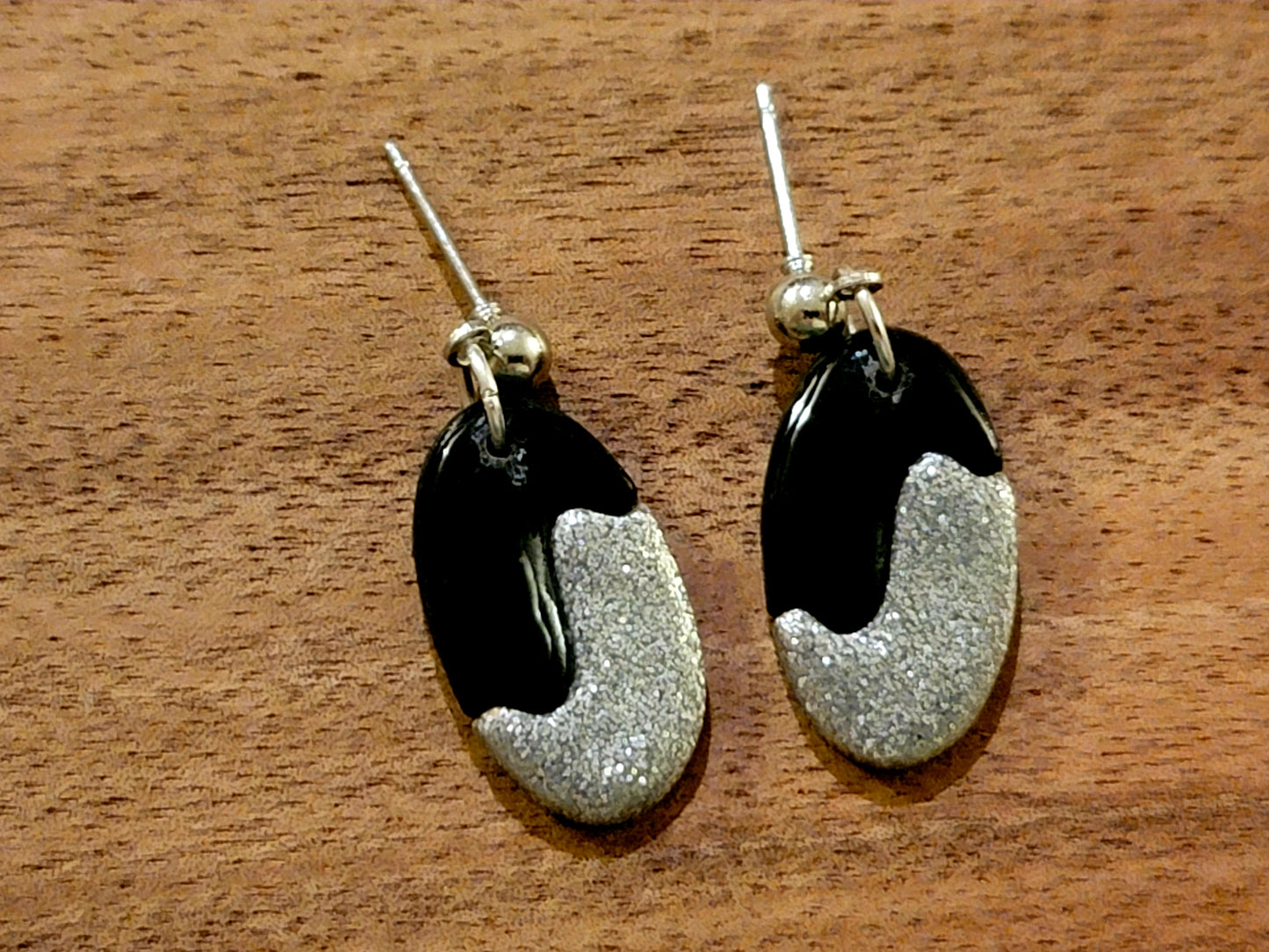 Black& silver swirl dangles