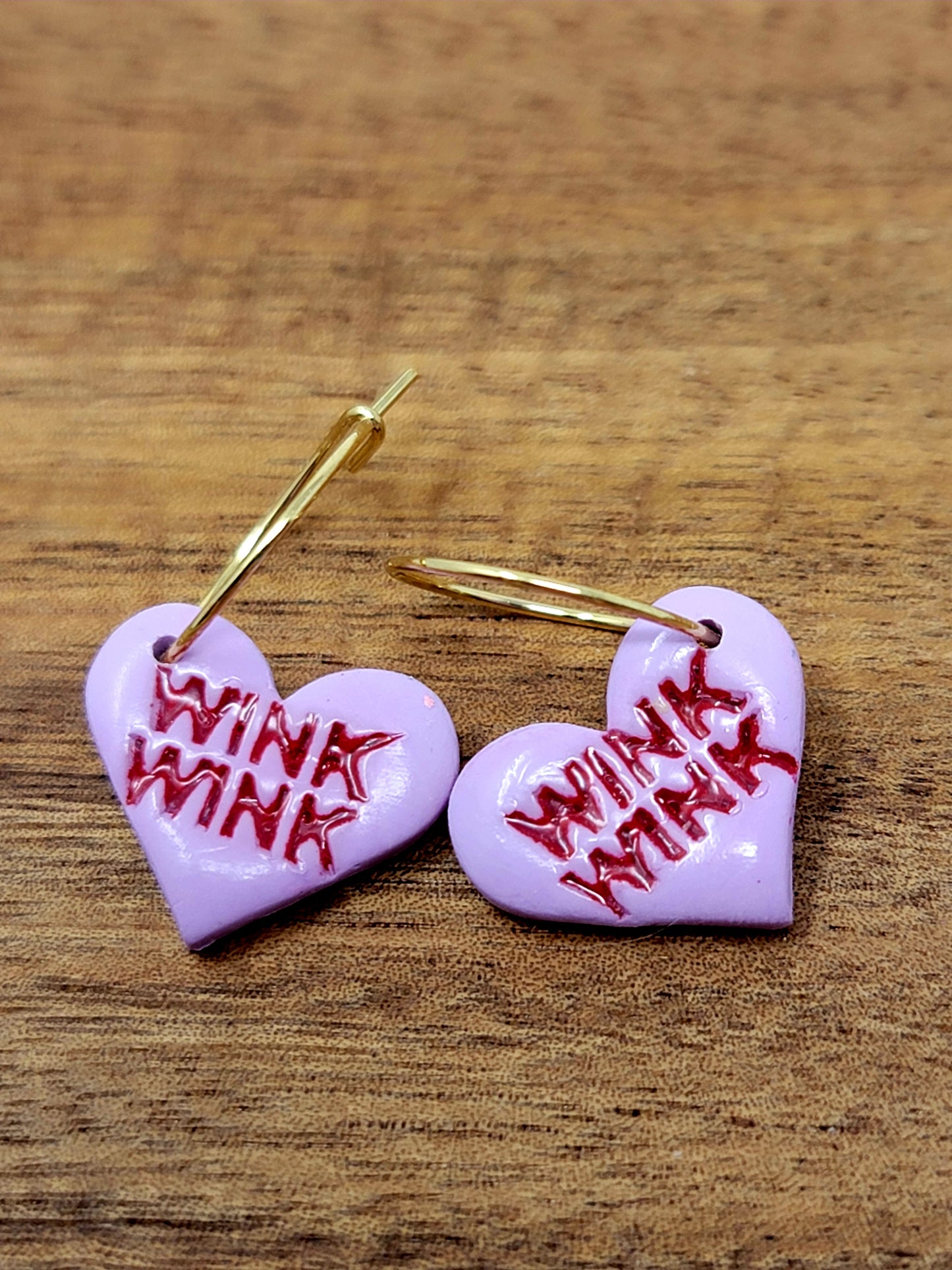 Purple conversation hearts hoops