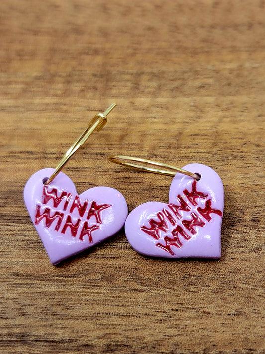 Purple conversation hearts hoops