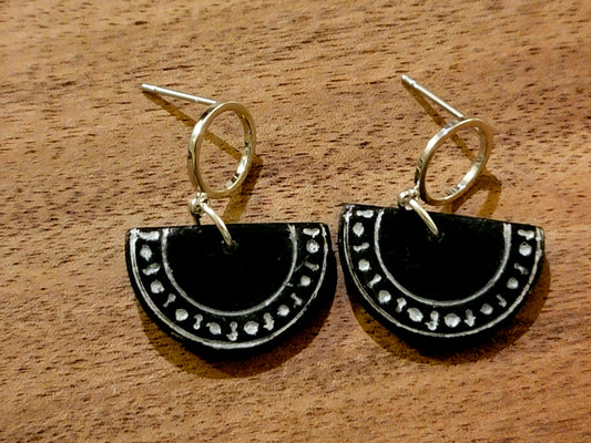 Black& silver half circle dangles