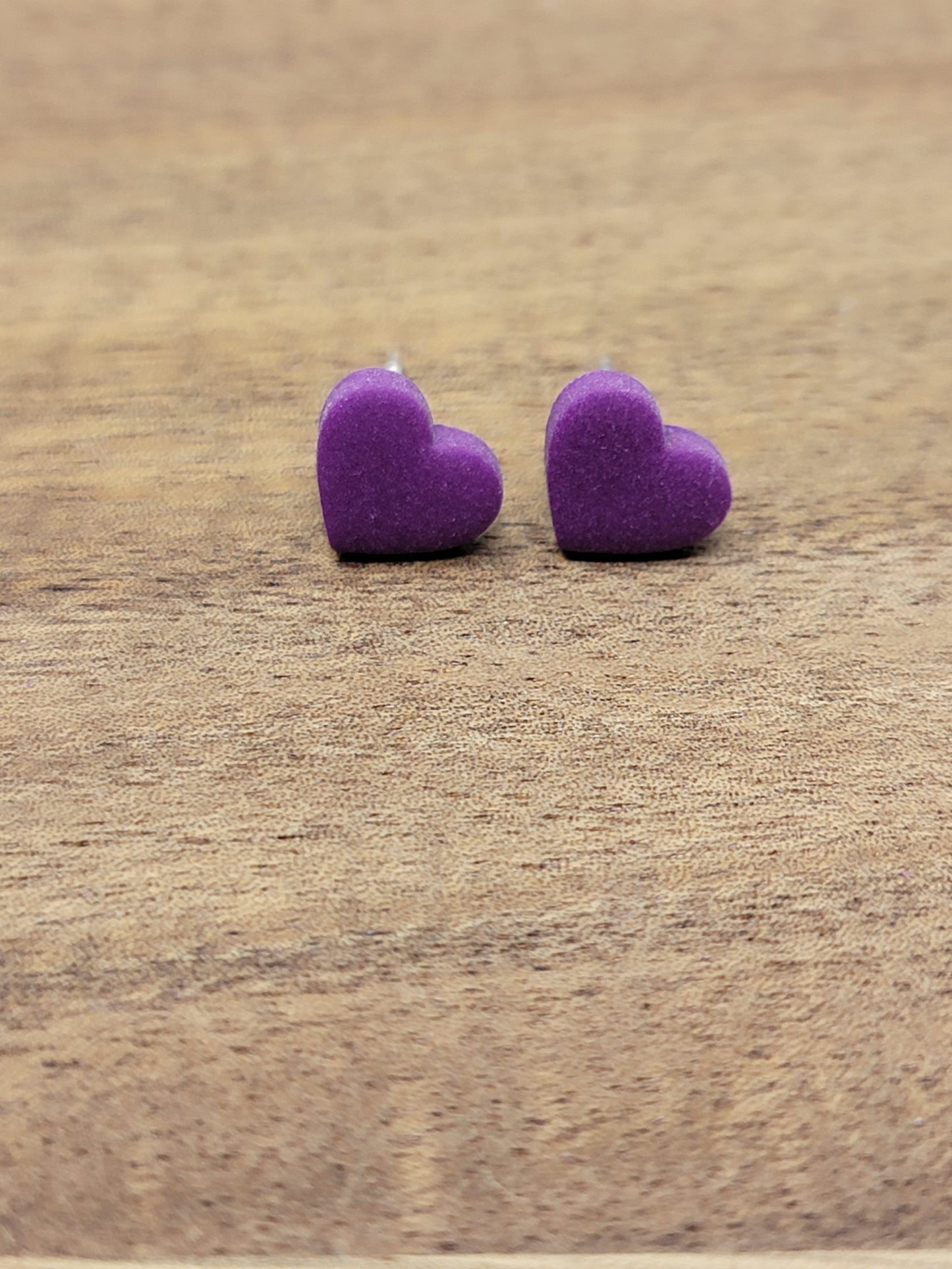Purple micro heart studs