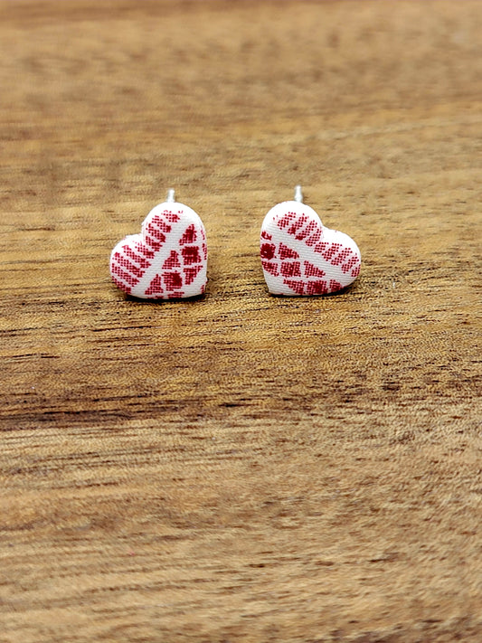 Red& white micro heart studs