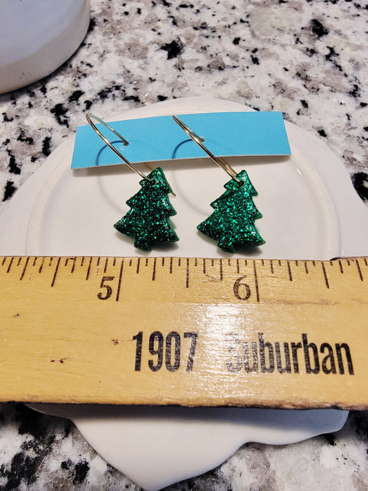 Glittery christmas tree hoops