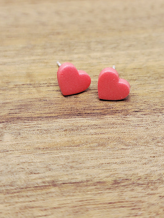 Coral micro heart studs