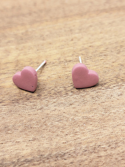 Dusty pink mini heart studs