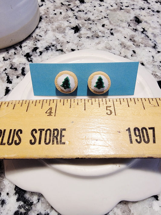 Sugar cookie with christmas tree studs